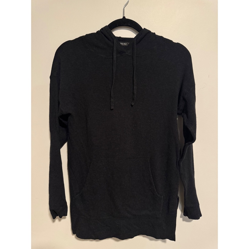 Leimere Womens Cashmere Blend Knit Hoodie Black Pullover Sweater Small